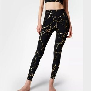Sweaty Betty Super Soft 7/8 Gym Leggings Black Gold‎ Size 4 - 6